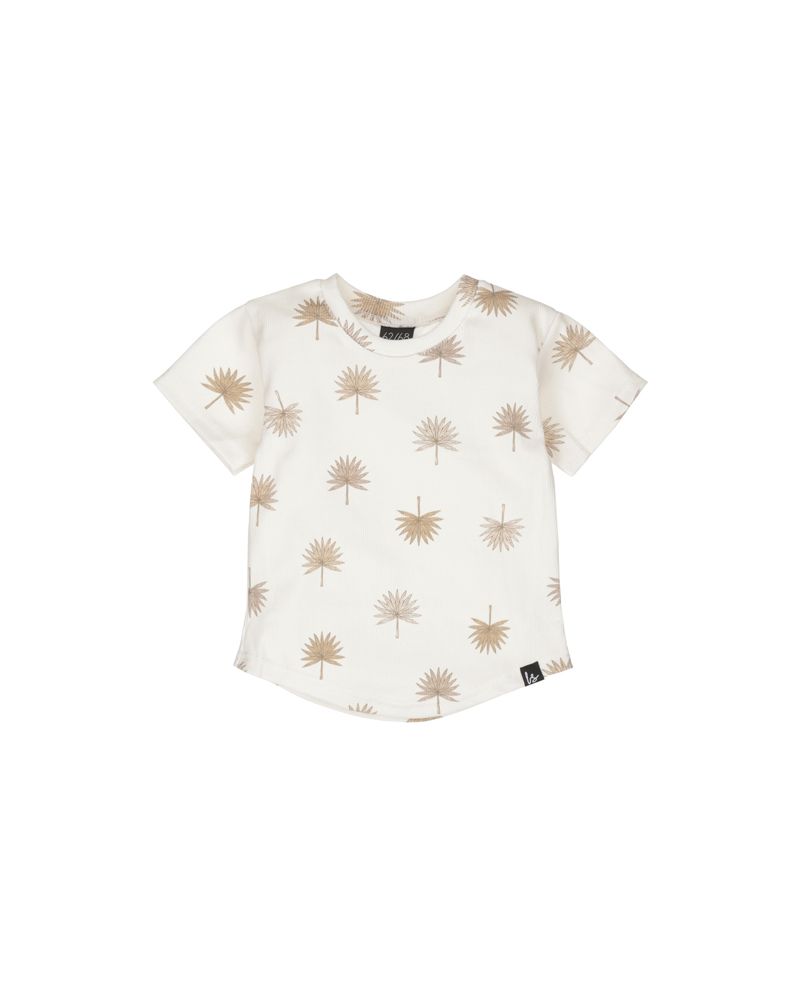 Rib jersey t-shirt palm leaves